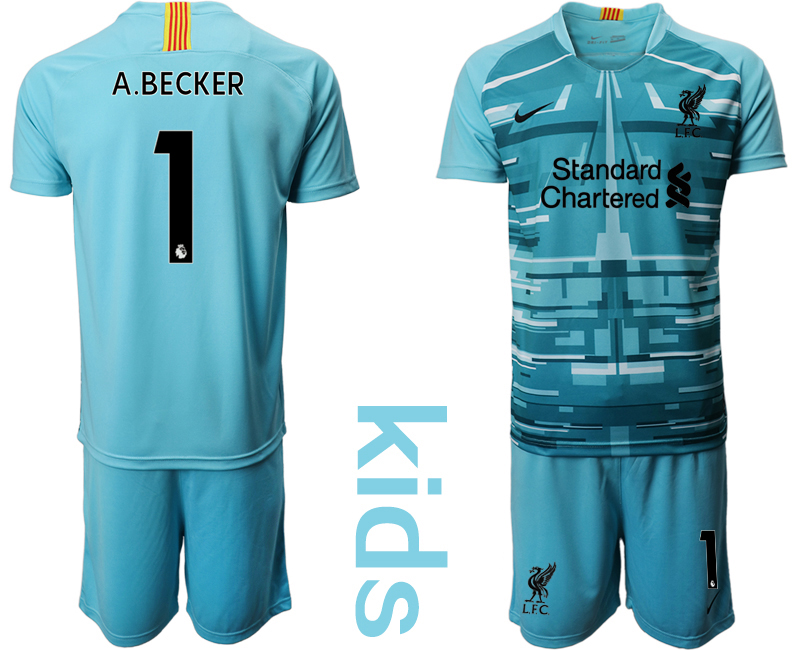 Youth 2020-2021 club Liverpool blue goalkeeper #1 Soccer Jerseys1